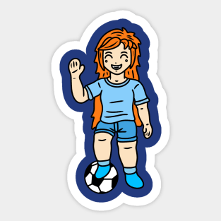 Cartoon football player girl Sticker